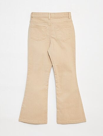 Pantalón flare de sarga con cintura ajustable