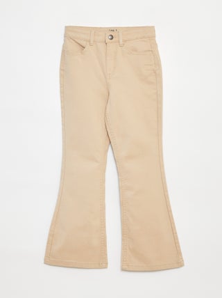 Pantalón flare de sarga con cintura ajustable