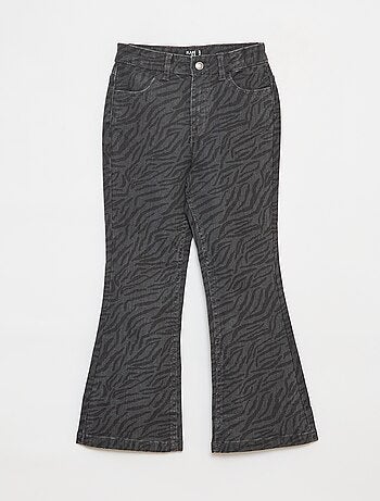 Pantalón flare de sarga con cintura ajustable
