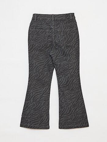 Pantalón flare de sarga con cintura ajustable