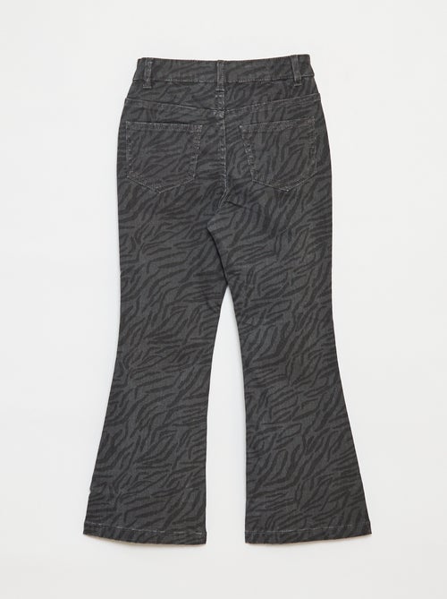 Pantalón flare de sarga con cintura ajustable - Kiabi