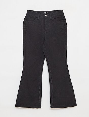 Pantalón flare de sarga con cintura ajustable