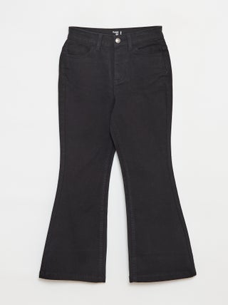 Pantalón flare de sarga con cintura ajustable