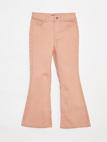 Pantalón flare de sarga con cintura ajustable