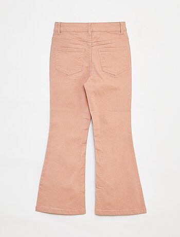 Pantalón flare de sarga con cintura ajustable