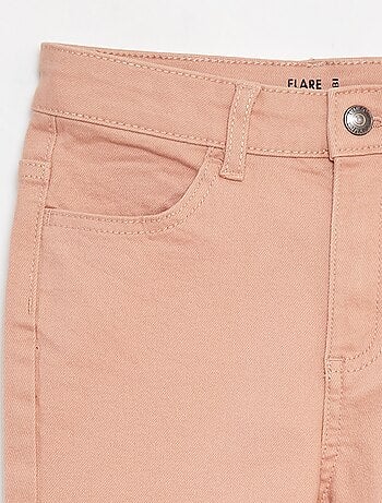 Pantalón flare de sarga con cintura ajustable