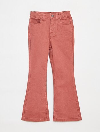 Pantalón flare de sarga con cintura ajustable