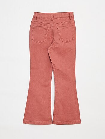 Pantalón flare de sarga con cintura ajustable