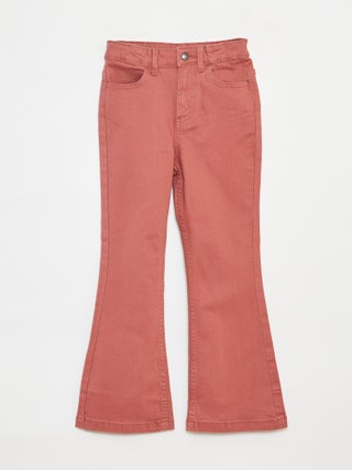 Pantalón flare de sarga con cintura ajustable