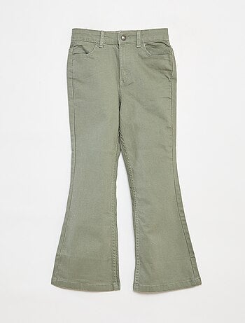 Pantalón flare de sarga con cintura ajustable