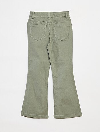 Pantalón flare de sarga con cintura ajustable
