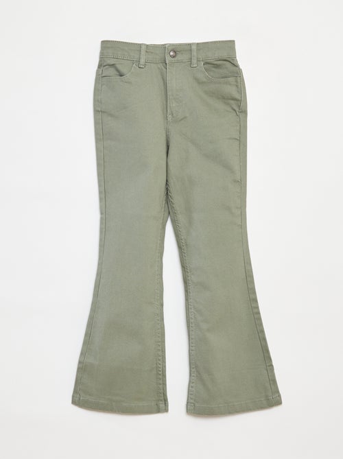Pantalón flare de sarga con cintura ajustable - Kiabi