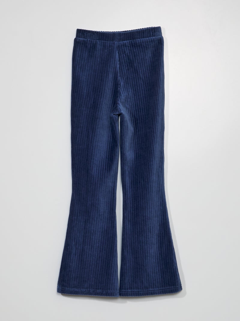 Pantalón flare de terciopelo azul oscuro - Kiabi
