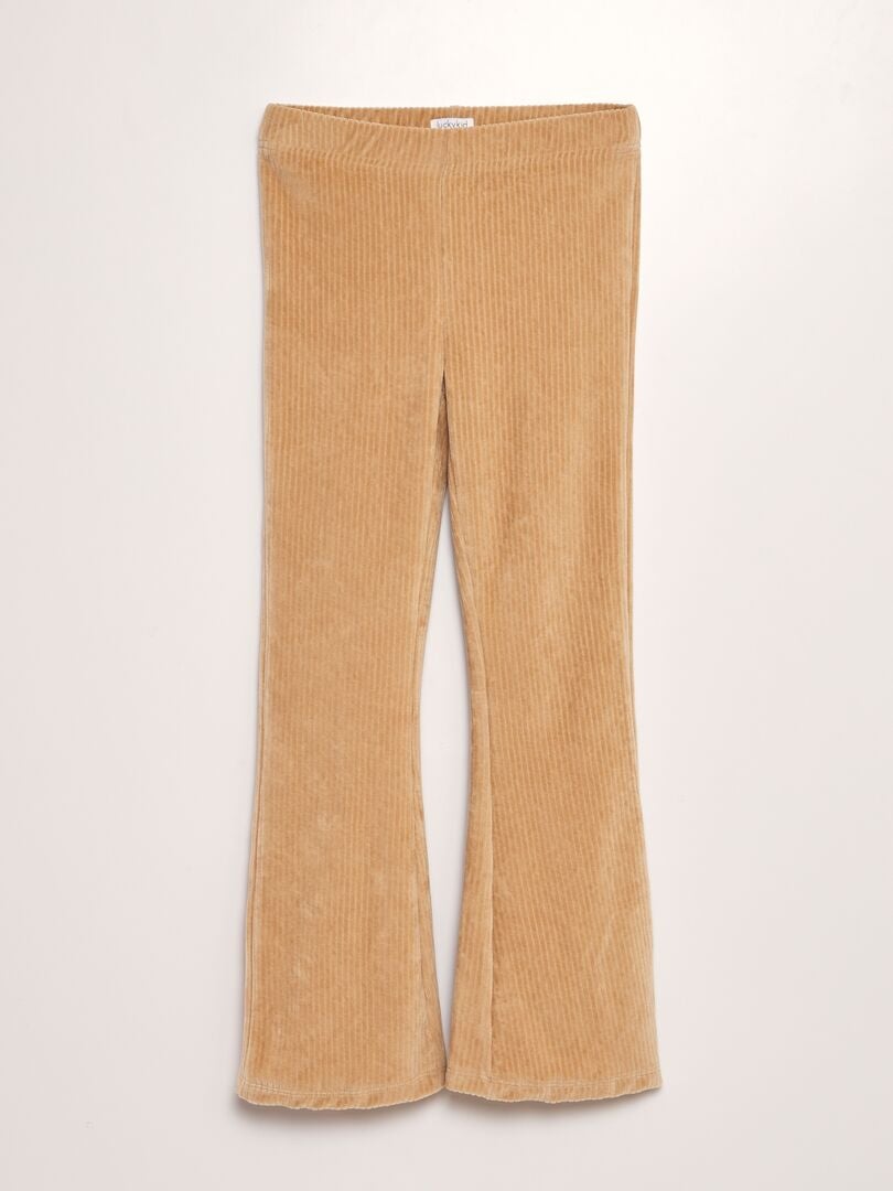 Pantalón flare de terciopelo BEIGE - Kiabi