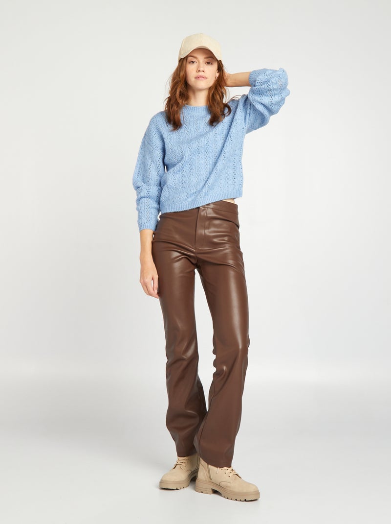 Pantalón flare sintético MARRON - Kiabi