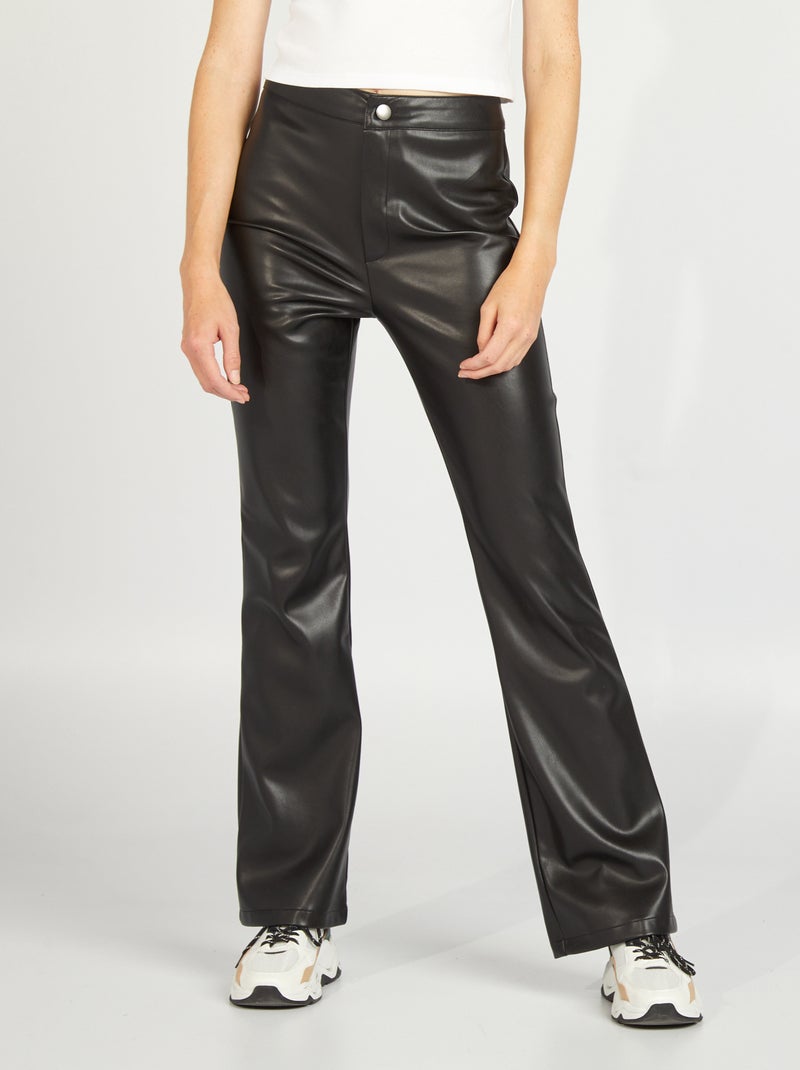 Pantalón flare sintético negro - Kiabi