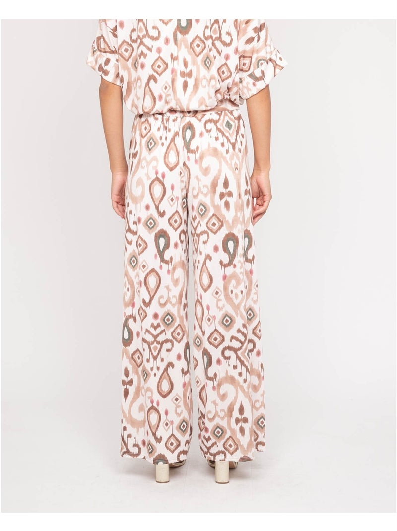 Pantalón fluido con motivos ENOLIA Beige - Kiabi