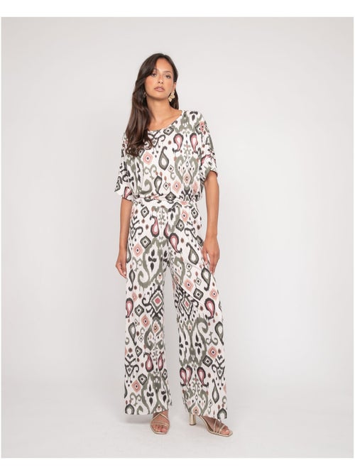 Pantalón fluido con motivos ENOLIA - Kiabi Pantalón fluido con motivos ENOLIA - Kiabi
