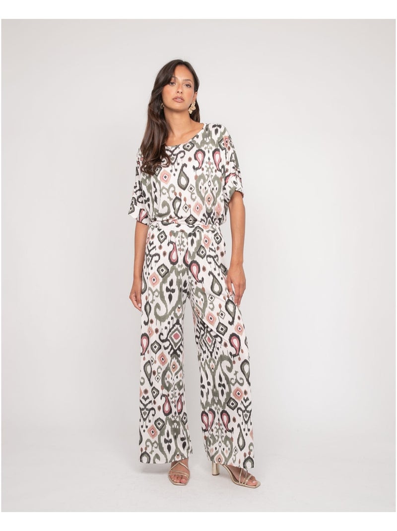 Pantalón fluido con motivos ENOLIA Caqui - Kiabi