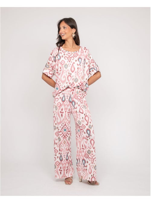 Pantalón fluido con motivos ENOLIA - Kiabi Pantalón fluido con motivos ENOLIA - Kiabi