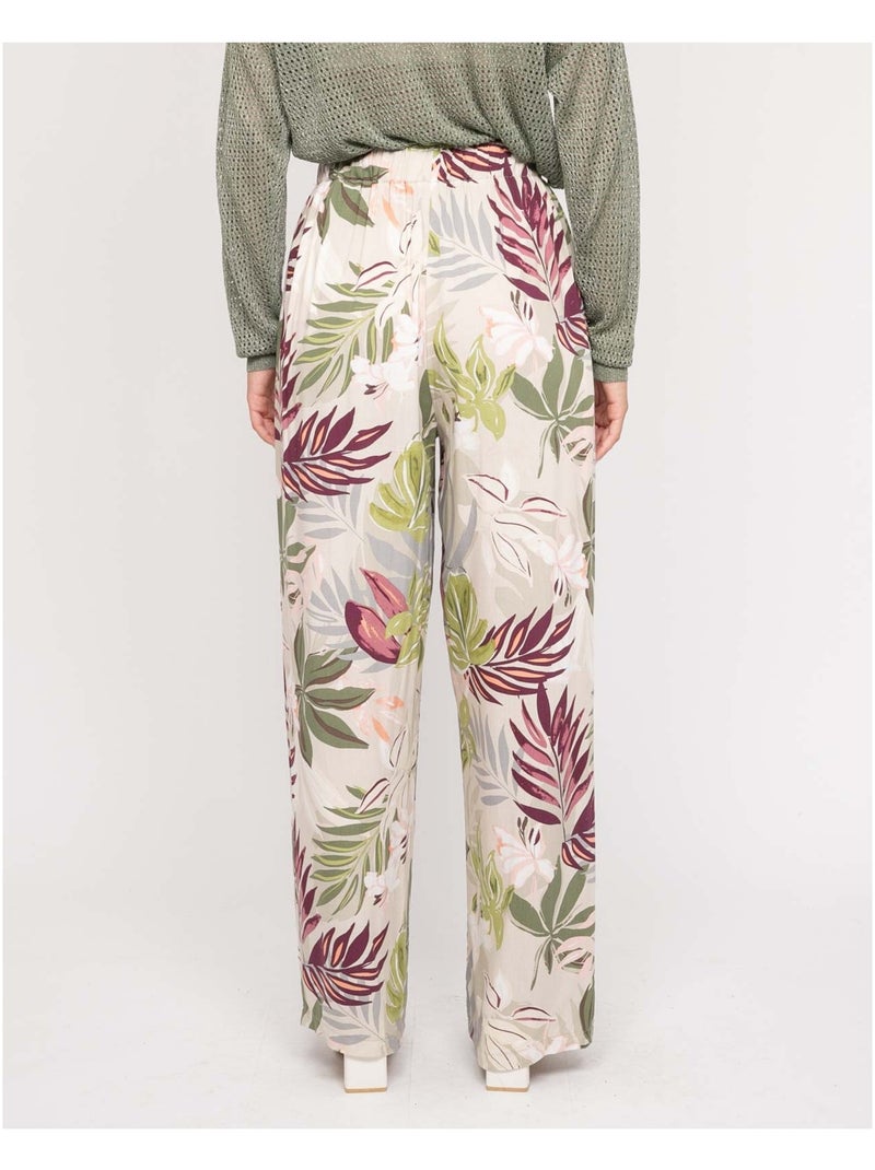 Pantalón fluido con motivos ETIANA Beige - Kiabi