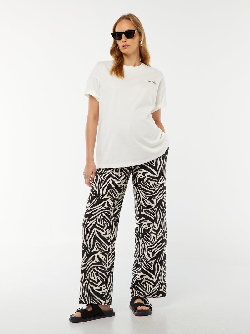 Pantalón fluido de cebra 'Only Maternity' NEGRO - Kiabi