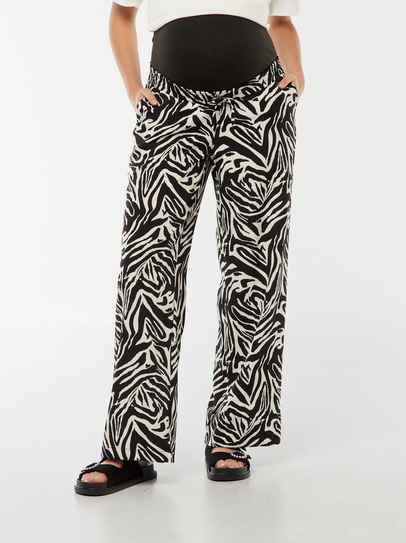 Pantalón fluido de cebra 'Only Maternity' NEGRO - Kiabi