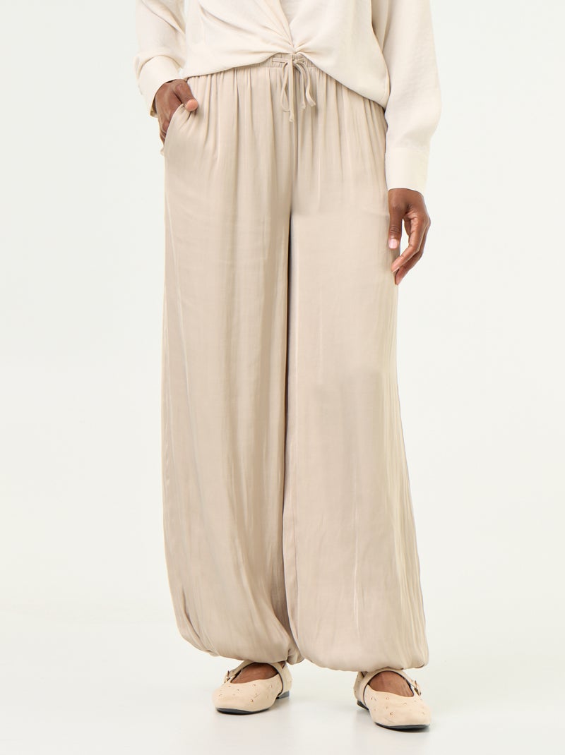 Pantalón fluido de corte globo Gris - Kiabi
