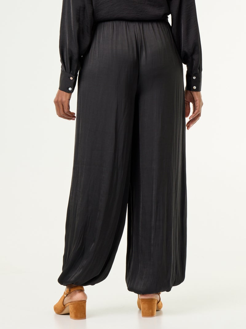 Pantalón fluido de corte globo Negro - Kiabi