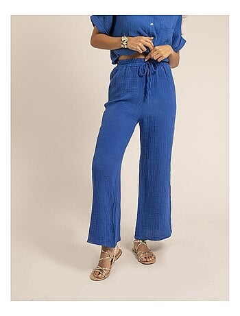Pantalón fluido de gasa de algodón EBERTINE