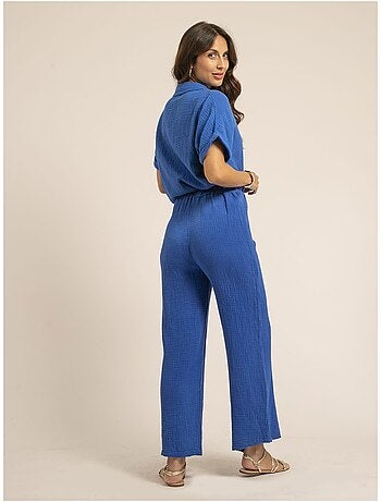 Pantalón fluido de gasa de algodón EBERTINE