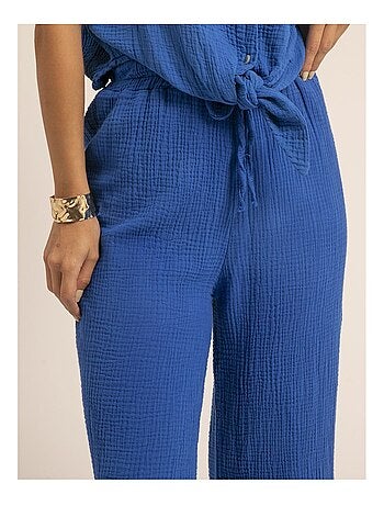 Pantalón fluido de gasa de algodón EBERTINE