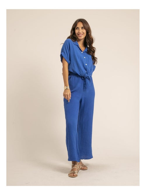 Pantalón fluido de gasa de algodón EBERTINE - Kiabi