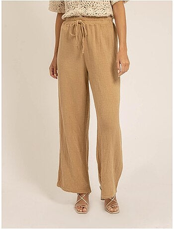 Pantalón fluido de gasa de algodón EBERTINE