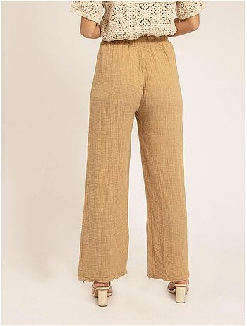 Pantalón fluido de gasa de algodón EBERTINE