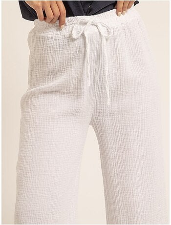 Pantalón fluido de gasa de algodón EBERTINE