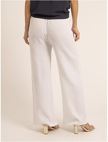 Pantalón fluido de gasa de algodón EBERTINE