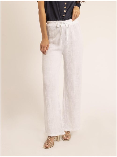 Pantalón fluido de gasa de algodón EBERTINE - Kiabi