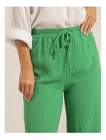 Pantalón fluido de gasa de algodón EBERTINE