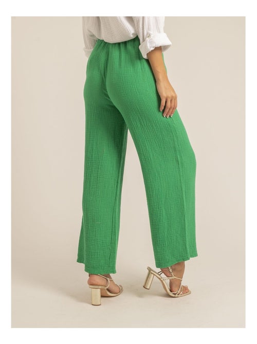 Pantalón fluido de gasa de algodón EBERTINE - Kiabi