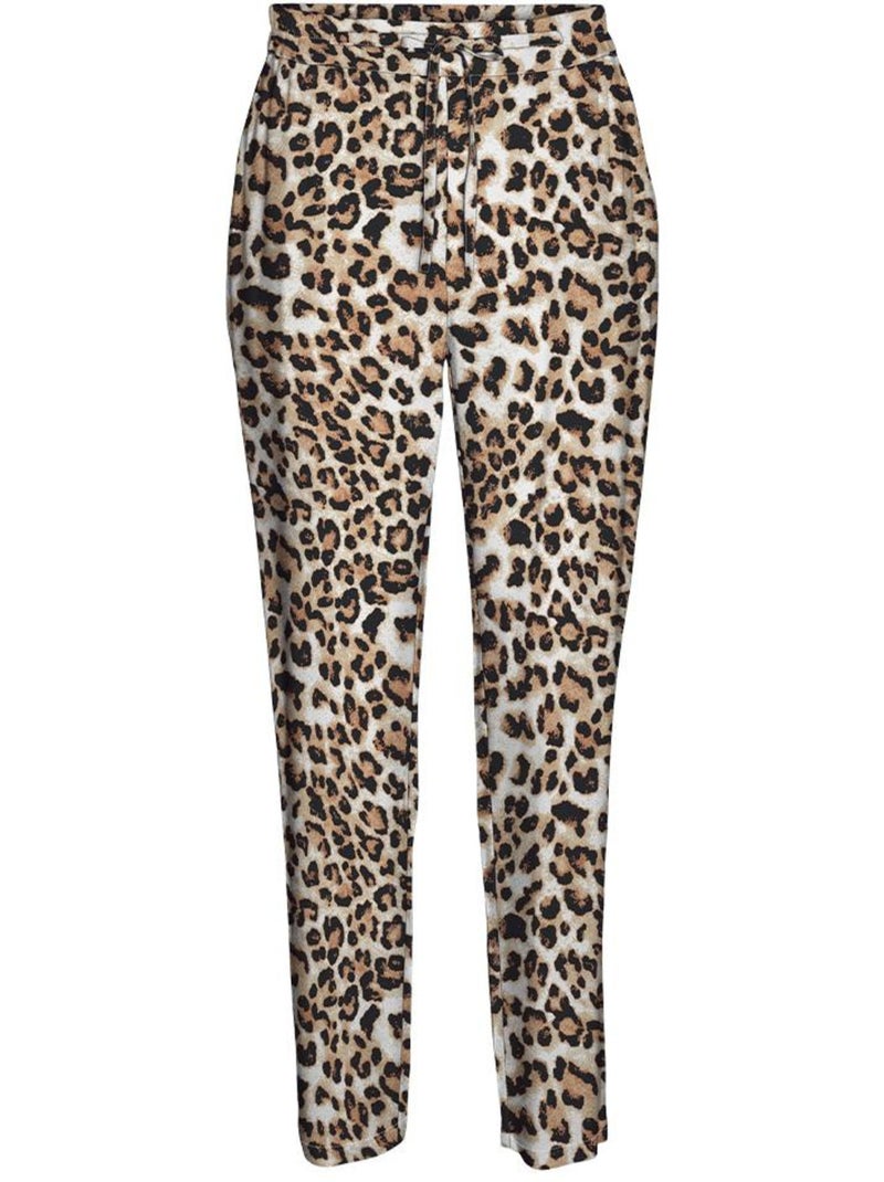 Pantalón Fluido de Leopardo para Mujer Vero Moda Marrón capuchino - Kiabi