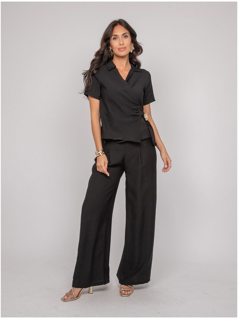 Pantalón fluido EJORDIE Negro - Kiabi