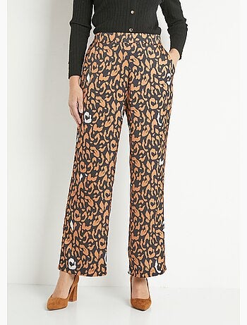 Pantalón fluido elástico con estampado de leopardo - AFIBEL