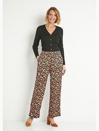 Pantalón fluido elástico con estampado de leopardo - AFIBEL