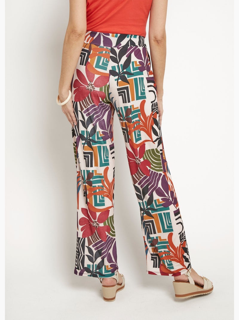 Pantalón fluido elástico, estampado floral - Afibel Beige - Kiabi