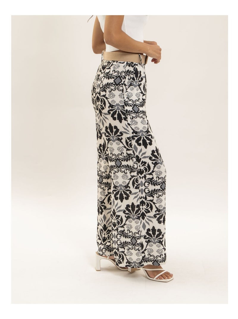 Pantalón fluido estampado ETOBIA Negro - Kiabi