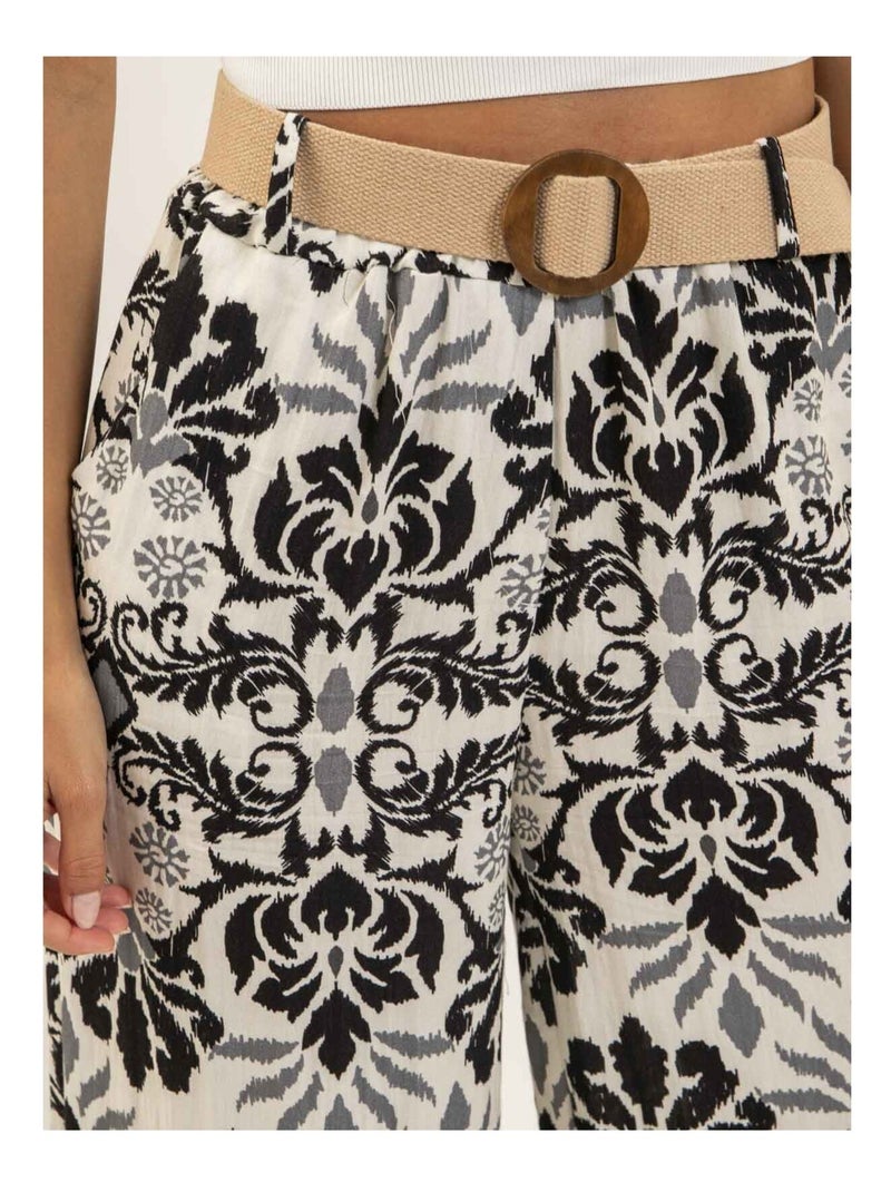 Pantalón fluido estampado ETOBIA Negro - Kiabi