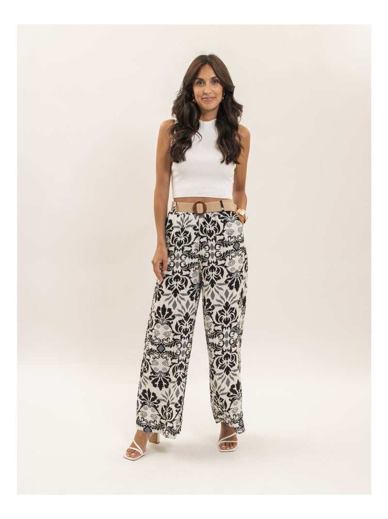 Pantalón fluido estampado ETOBIA Negro - Kiabi