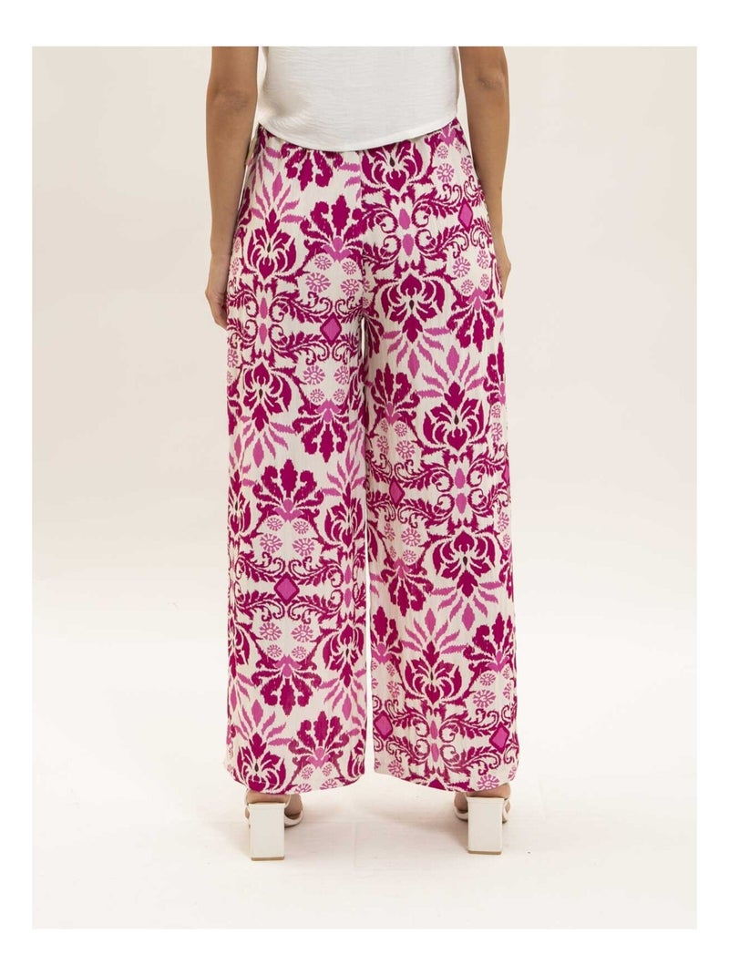 Pantalón fluido estampado ETOBIA Rosa fucsia - Kiabi