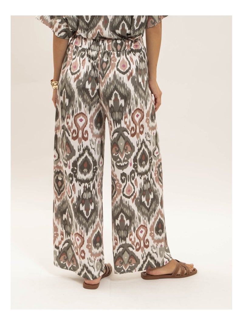 Pantalón fluido estampado ETONIA Caqui - Kiabi